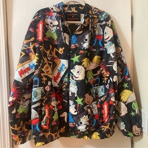 Members Only X Nickelodeon Hooded Windbreaker Jacket Men’s Large Black.